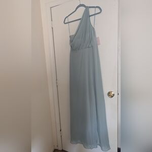 Birdy Grey Sage Green Medium Kira Chiffon Slit Bridesmaid Dress
